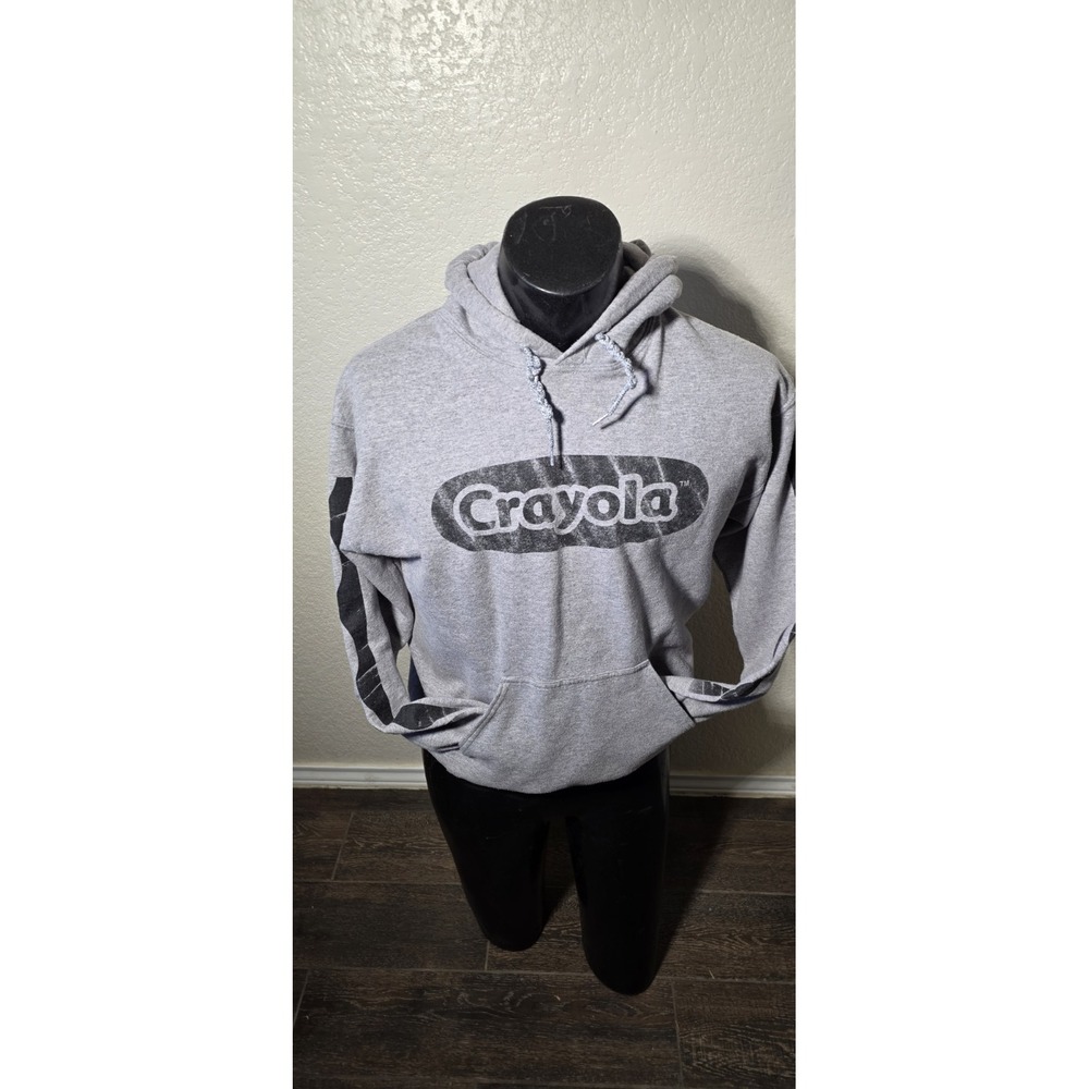 Crayola Adult Hooded Sweatshirt Gray Size Medium Unisex Crayon Hoodie